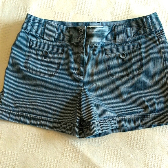 LOFT Pants - Ann Taylor Loft Women's Blue and White Striped Shorts Size 10